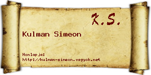 Kulman Simeon névjegykártya